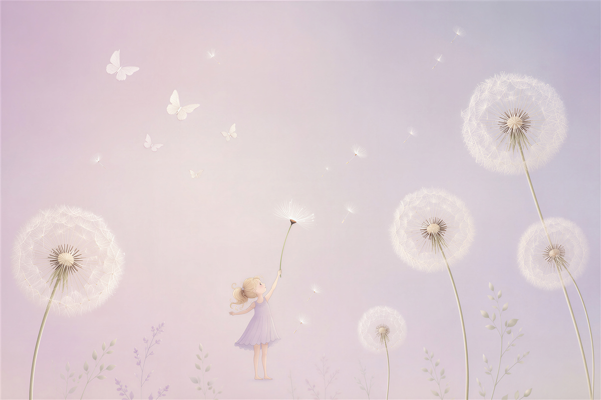 Papier peint Fille qui souffle beaucoup