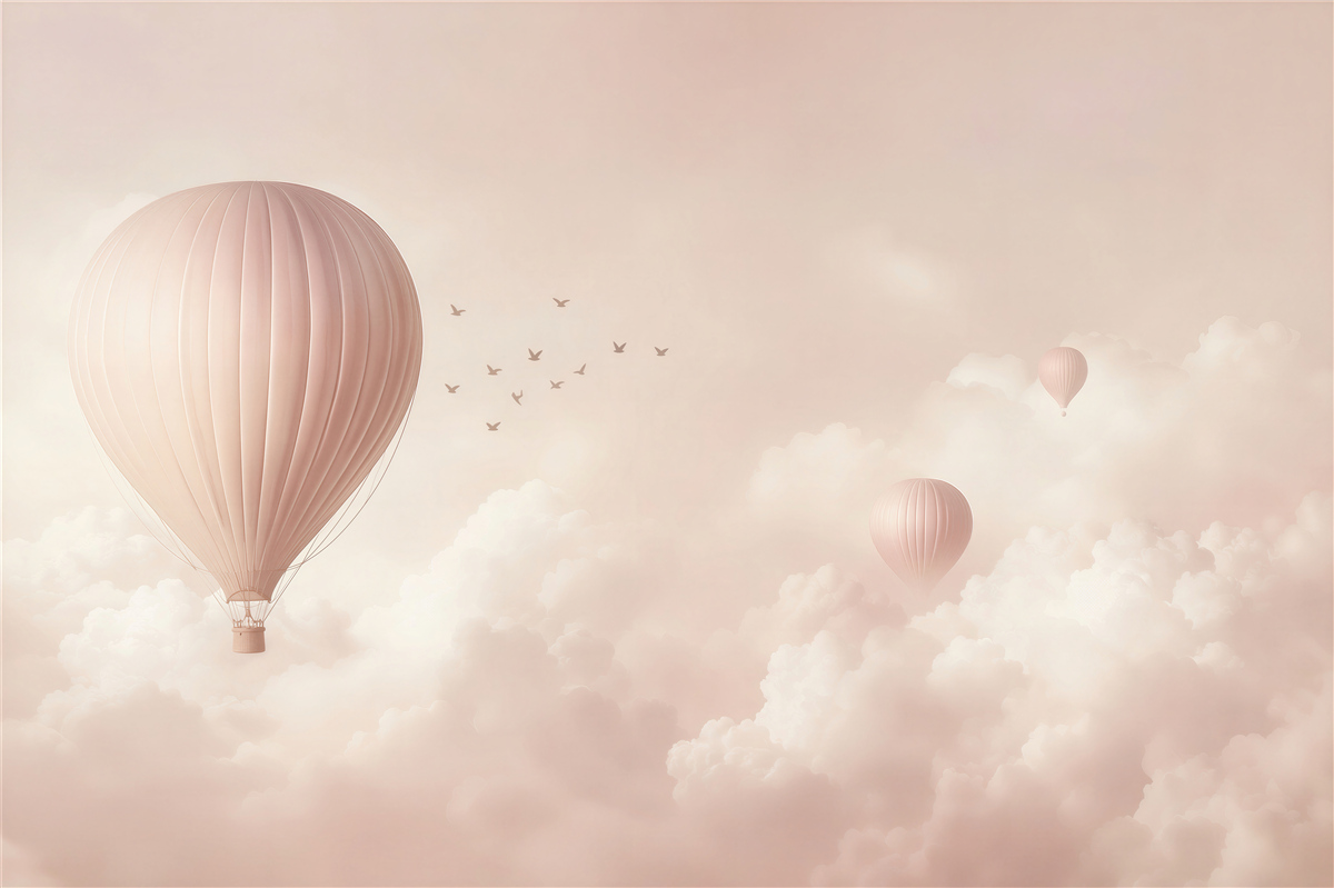 Papier peint ballons et nuages