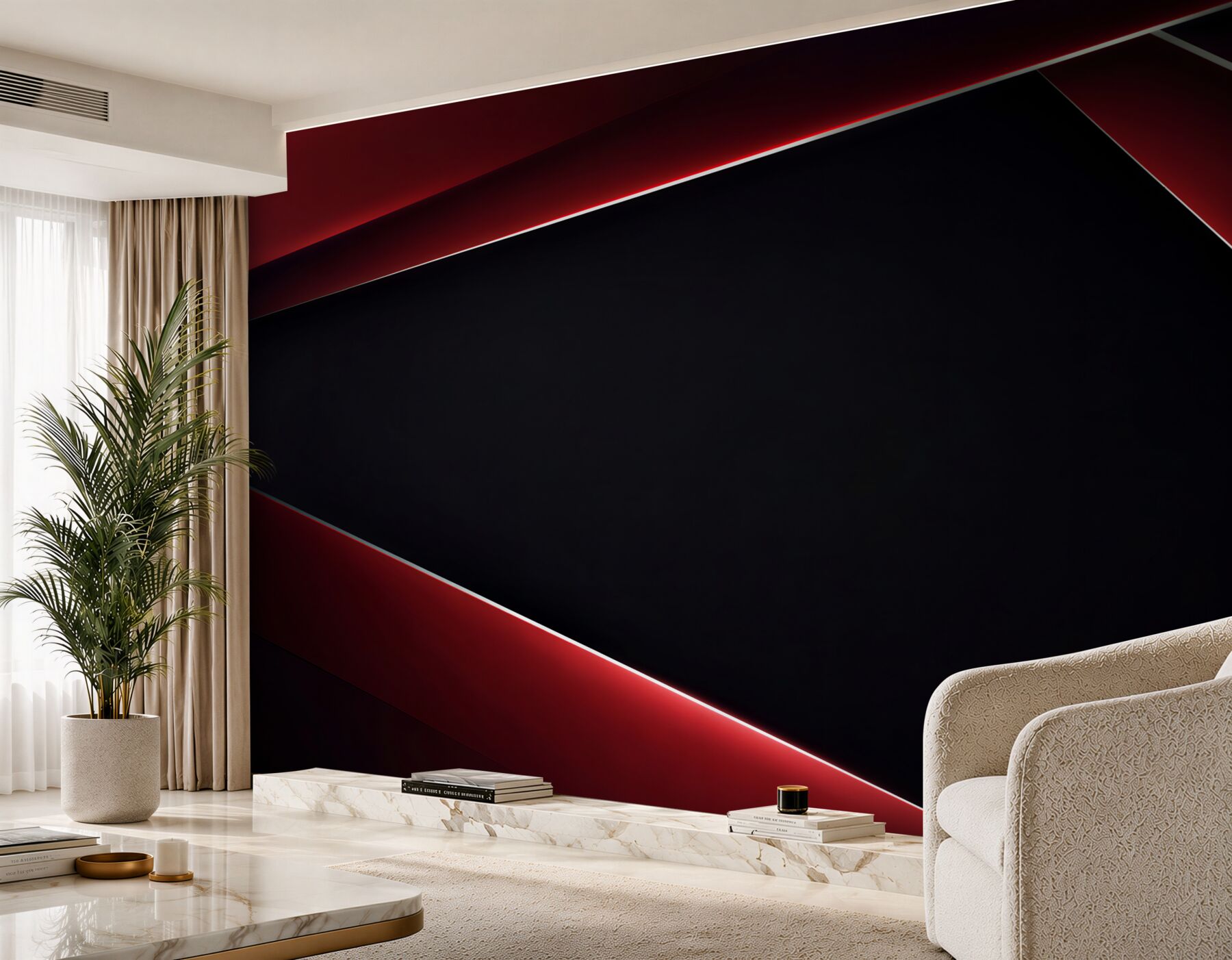 Papier peint fond rouge et noir luxueux