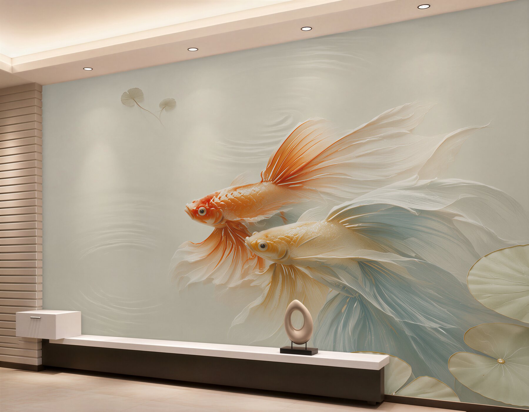 Papier peint couple de poissons avec une queue arc-en-ciel