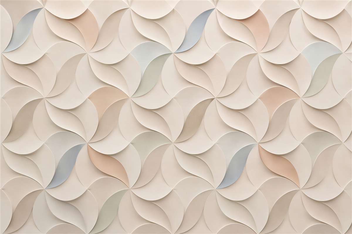 Papier peint vagues géométriques 3D beiges abstraites pour un intérieur élégant