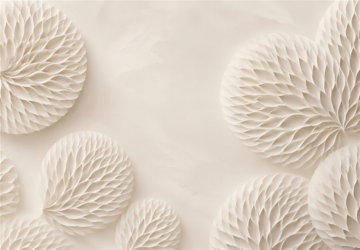 Papier peint rosettes crémeuses florales 3D élégance subtile