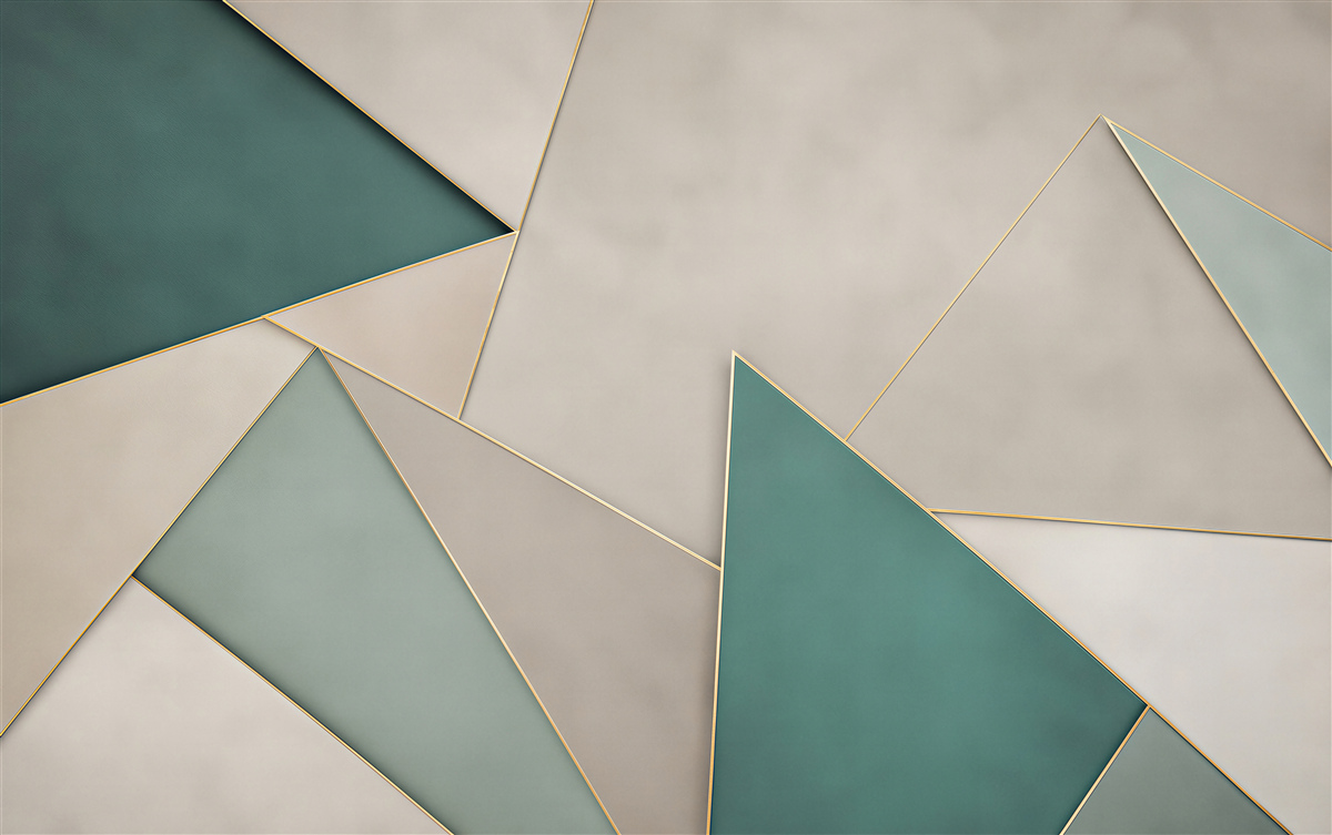 Papier peint triangles turquoises géométriques sur fond beige