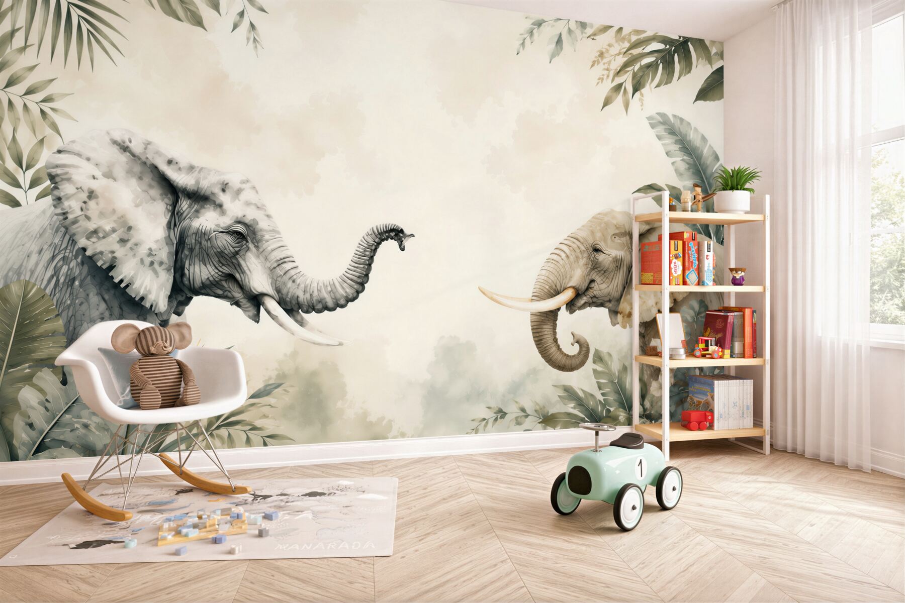 Papier peint Rencontre avec deux éléphants