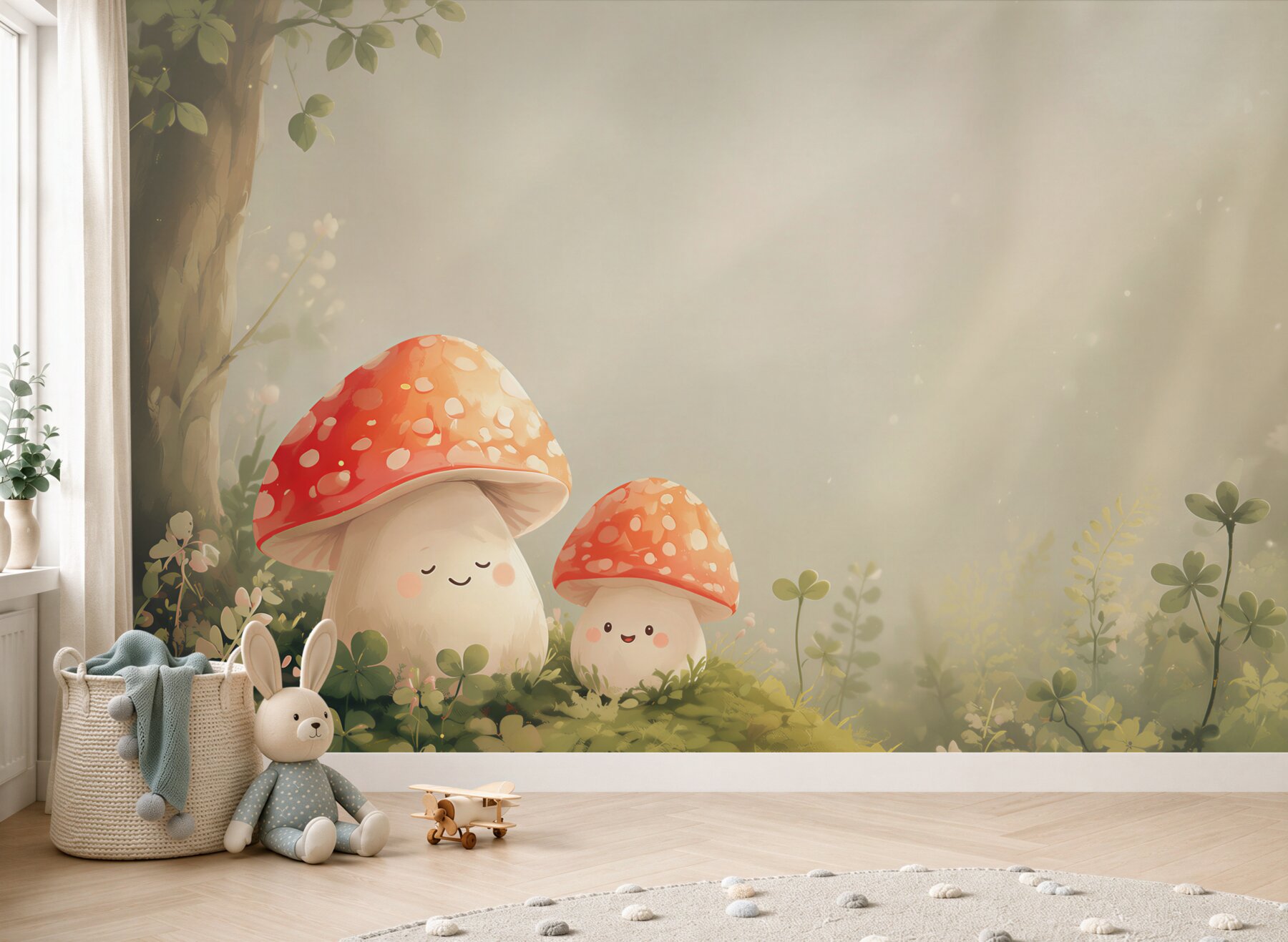 Papier peint Deux champignons avec des morgues