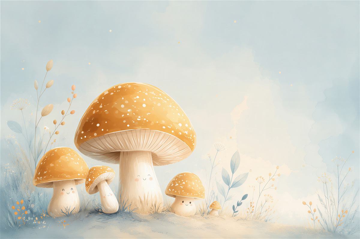 Papier peint Famille de champignons