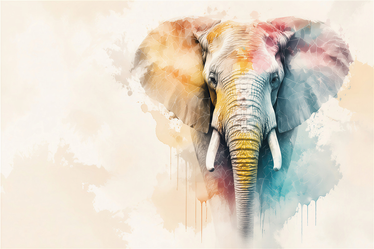 Papier peint éléphant lumineux