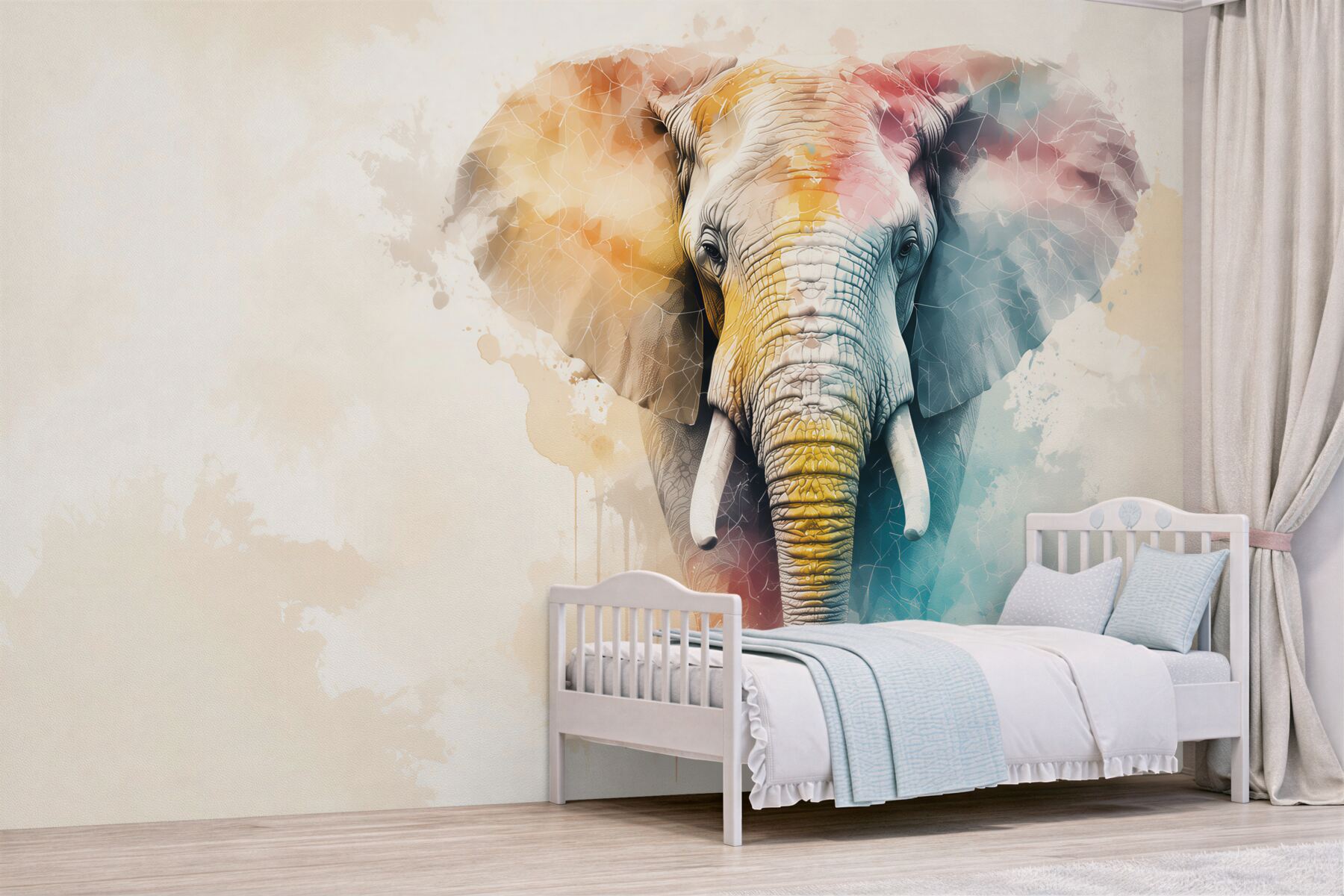 Papier peint éléphant lumineux