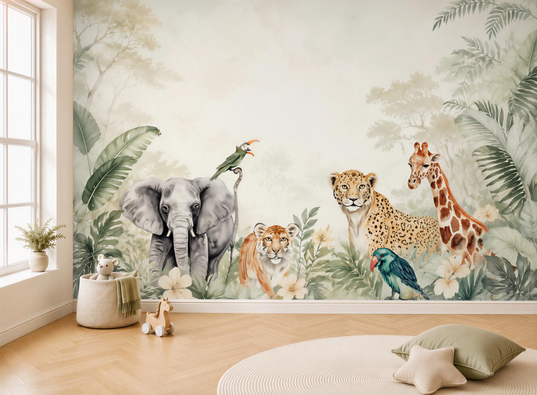 Papier peint Différents animaux dans les tropiques