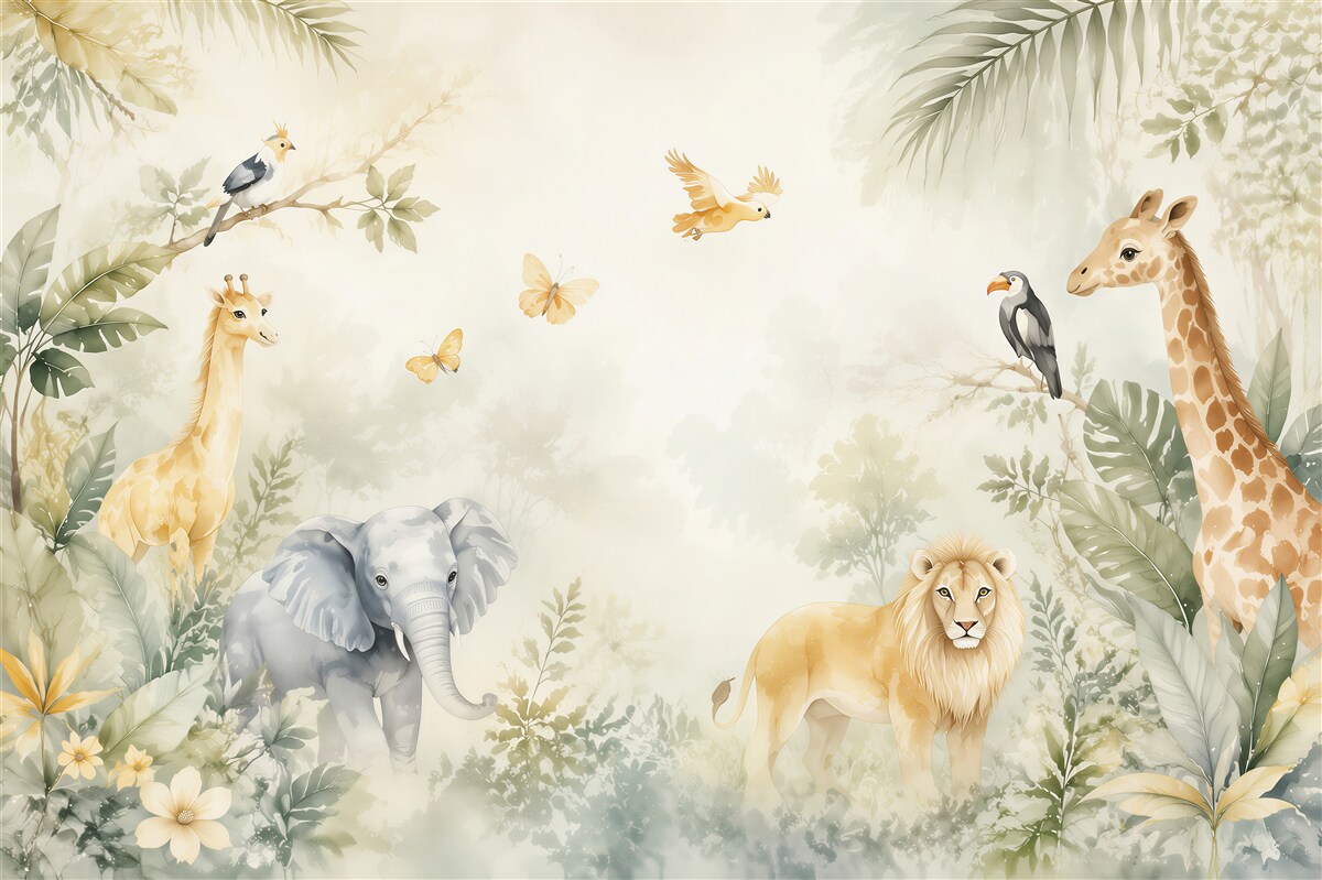 Papier peint Grands animaux africains dans les tropiques