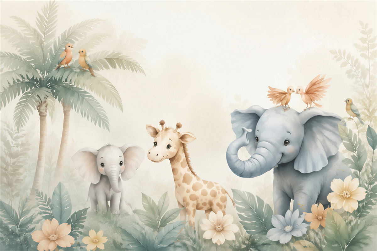 Papier peint Enfants de différents animaux
