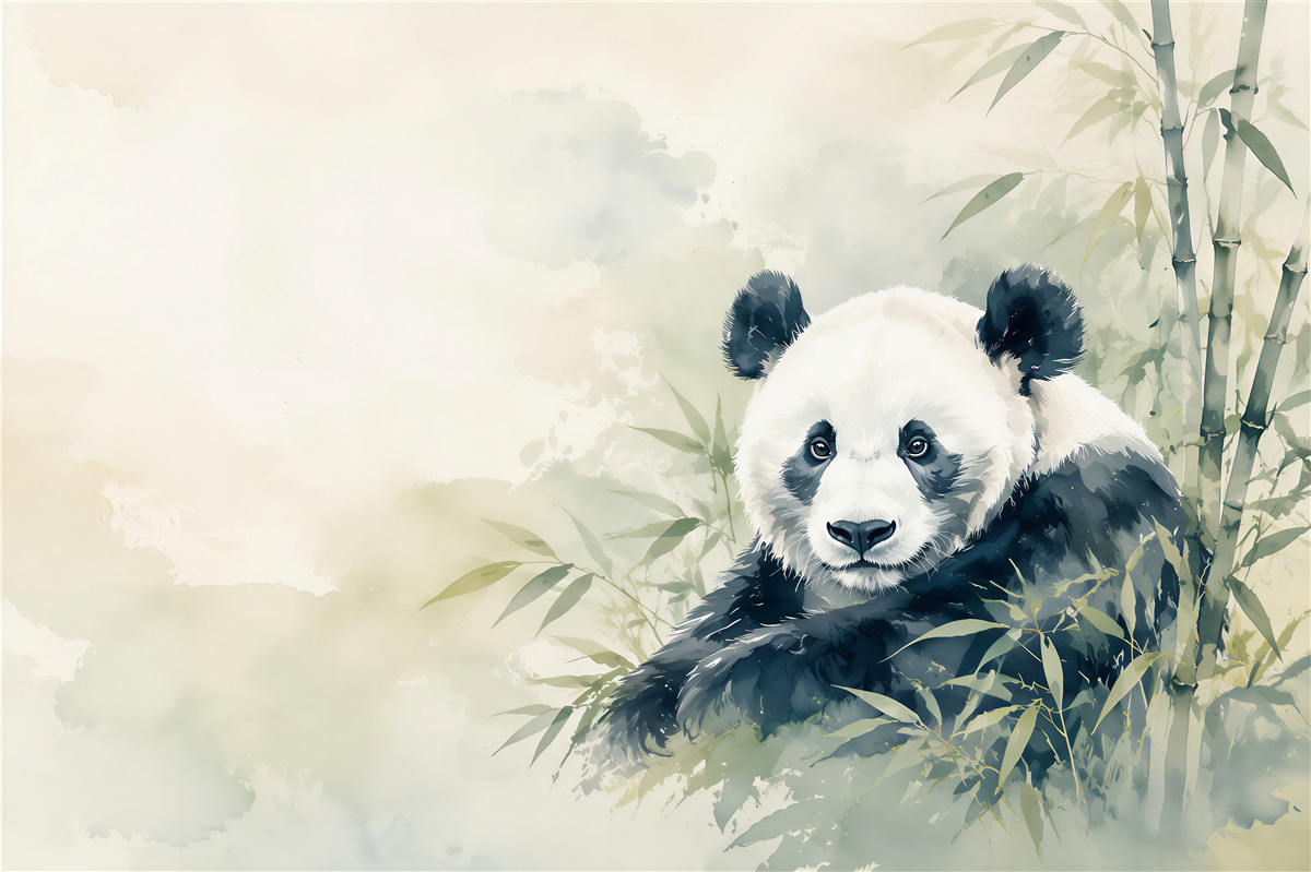 Papier peint Panda parmi le bambou