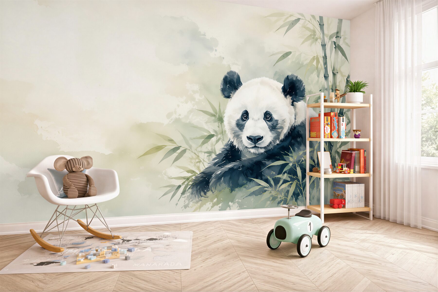 Papier peint Panda parmi le bambou