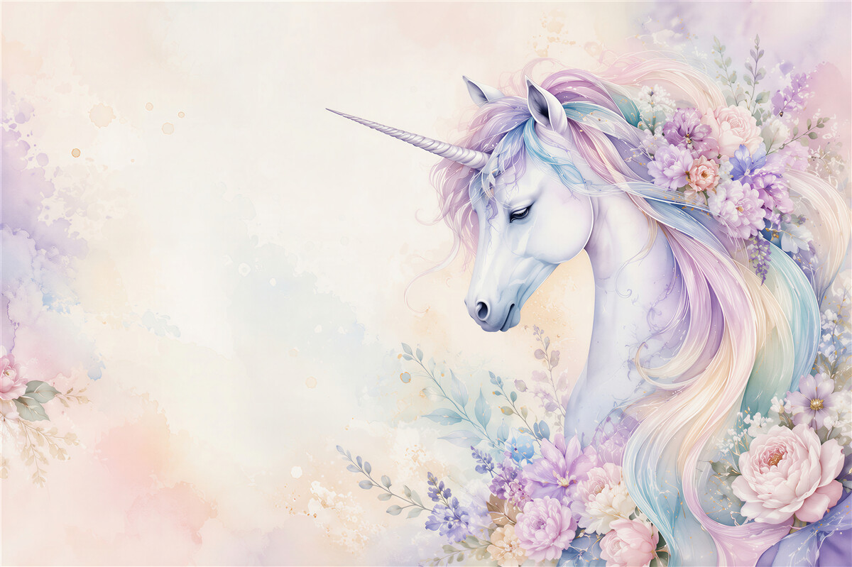 Papier peint Licorne aux couleurs multicolores