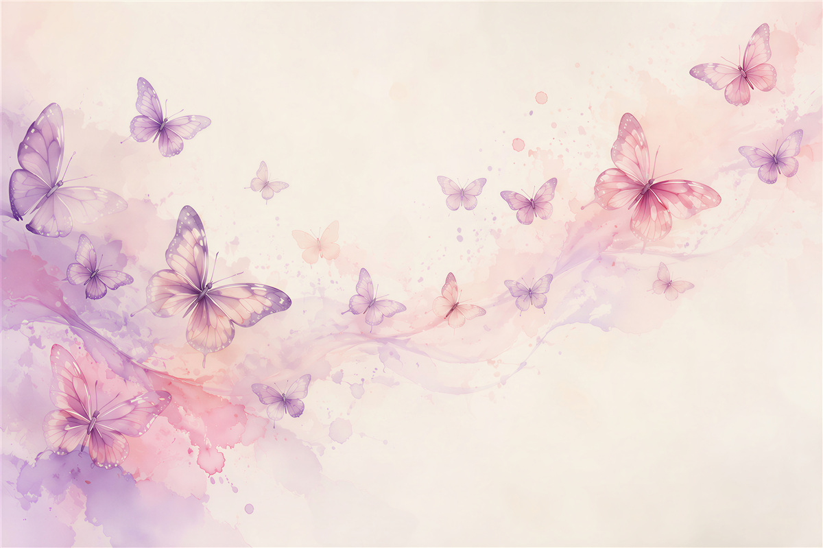 Papier peint papillons violets