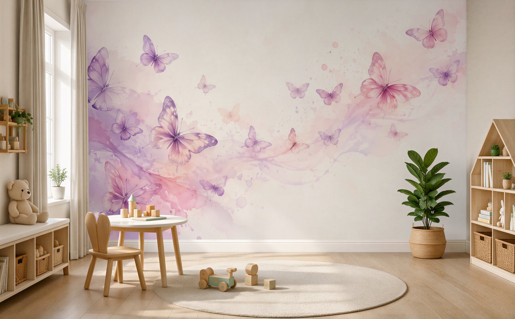 Papier peint papillons violets