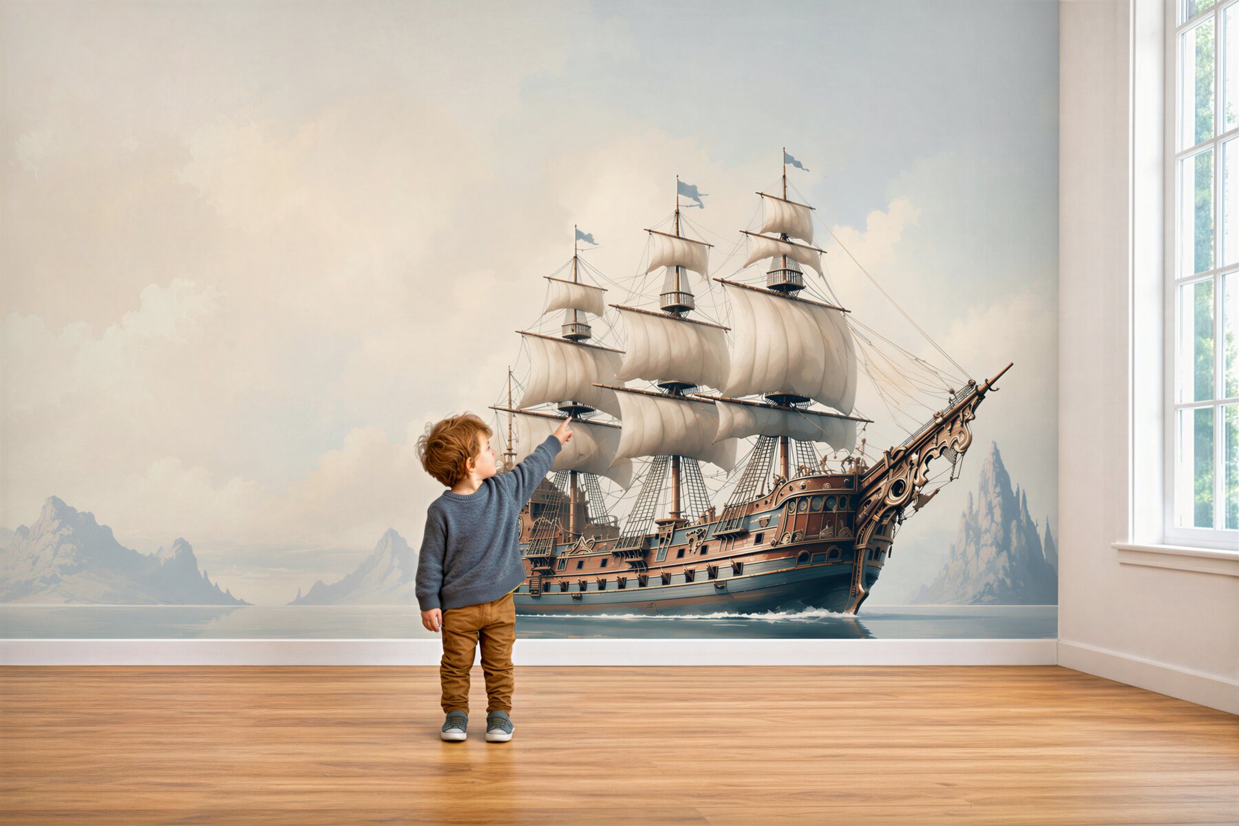 Papier peint Bateau naviguant sur la mer