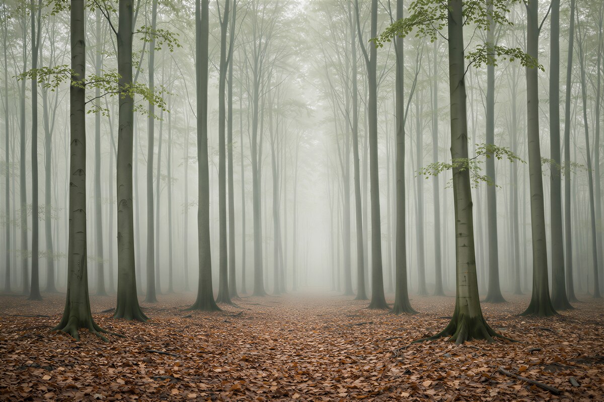 Papier peint Forêt Brumeuse au Matin