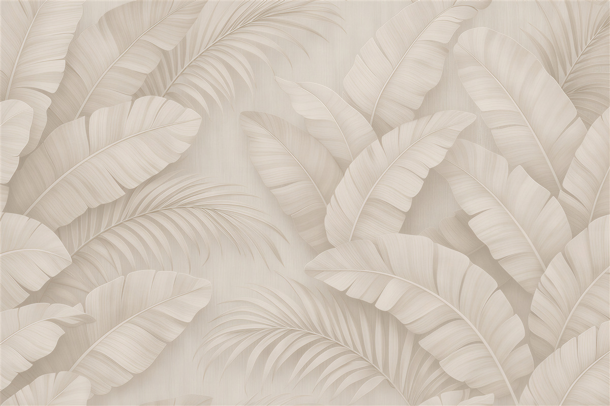 Papier peint Feuilles beiges d'élégance tropicale