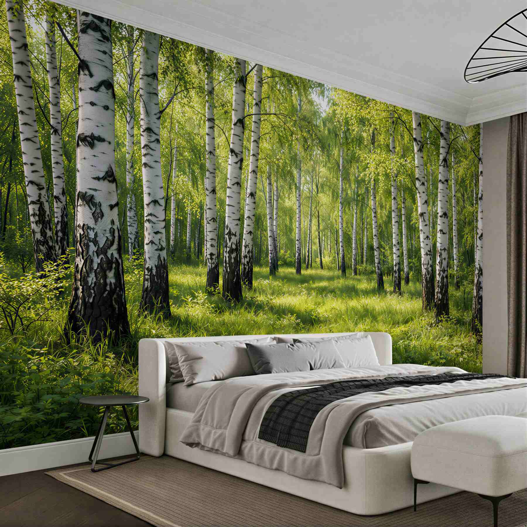 Papier peint Forêt de bouleaux ensoleillée