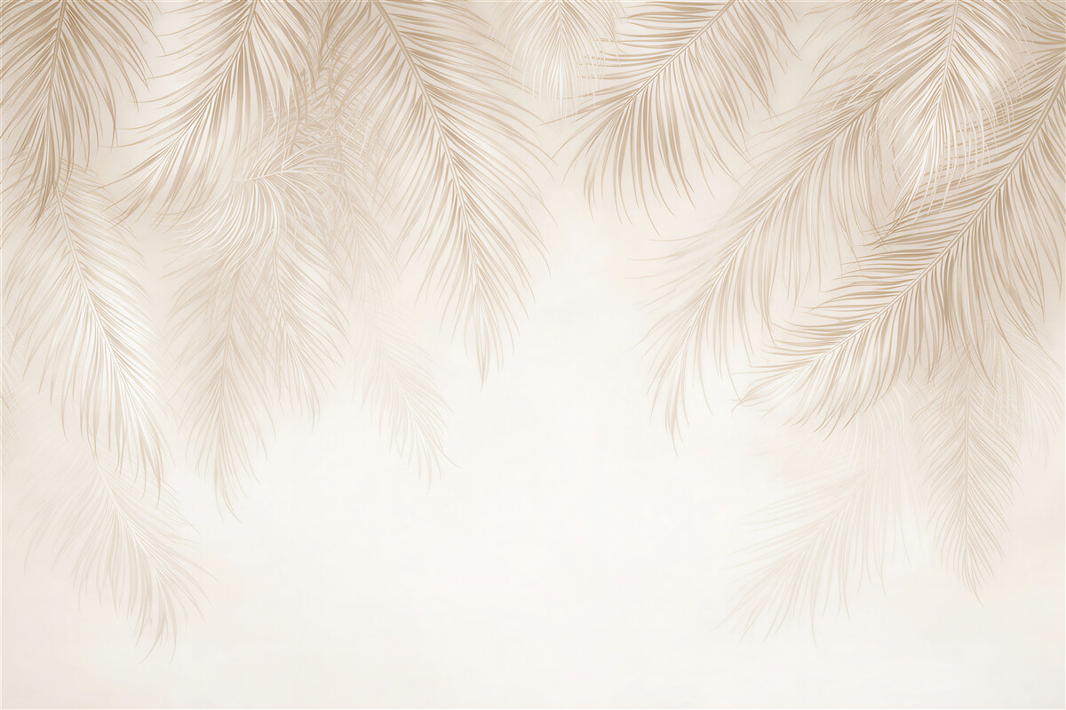 Papier peint délicates feuilles de palmier dorées