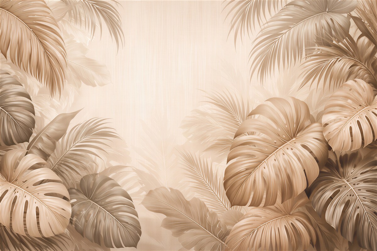 Papier peint Monstera beige dans un style tropical