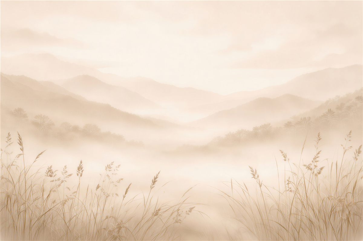 Papier peint Prairie brumeuse à l'aube