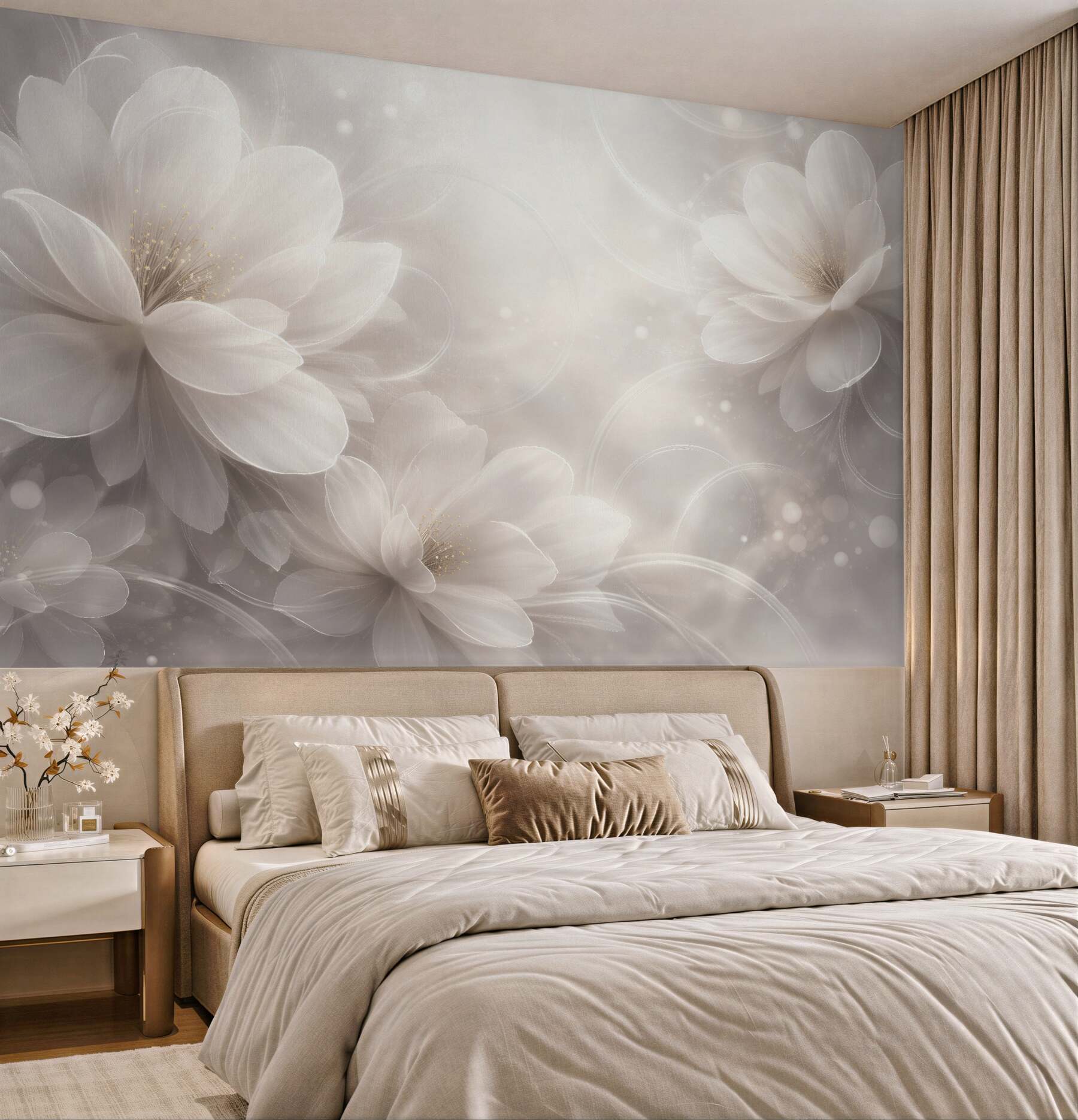 Papier peint Fleurs blanches éthérées dans la lumière