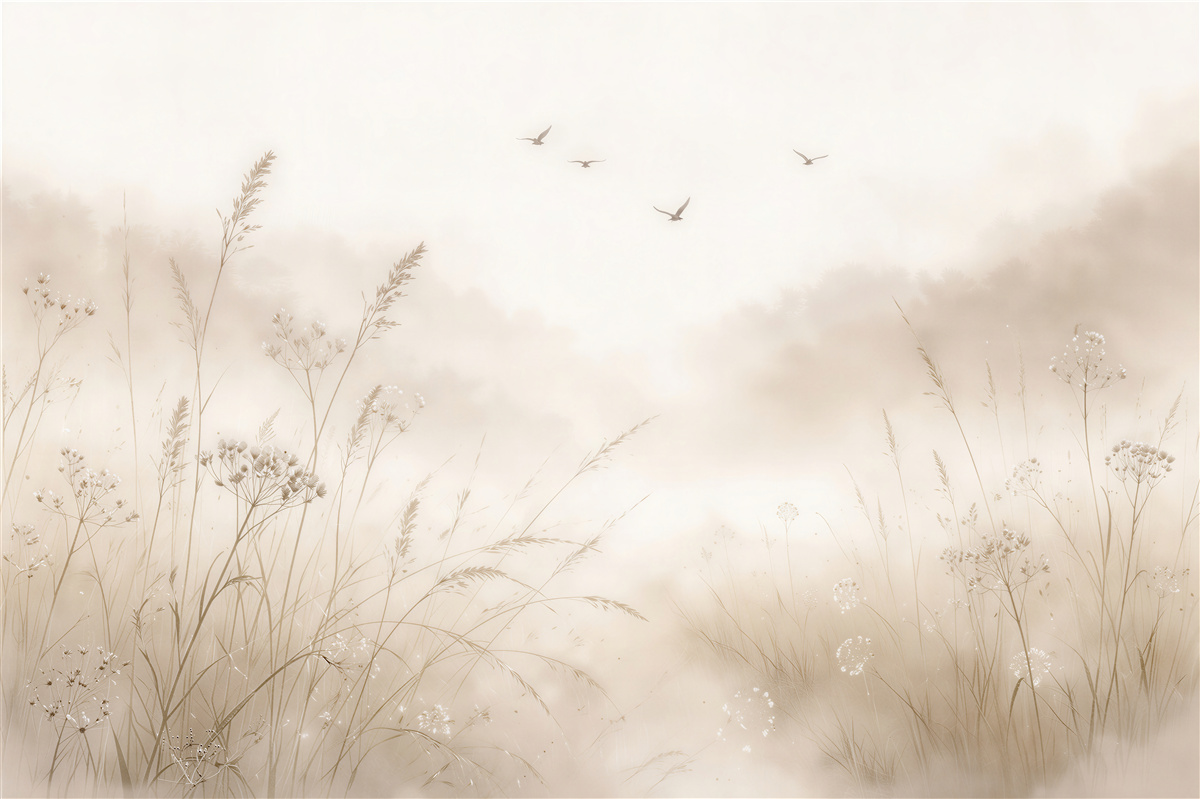 Papier peint Prairie éthérée avec une note d'oiseau