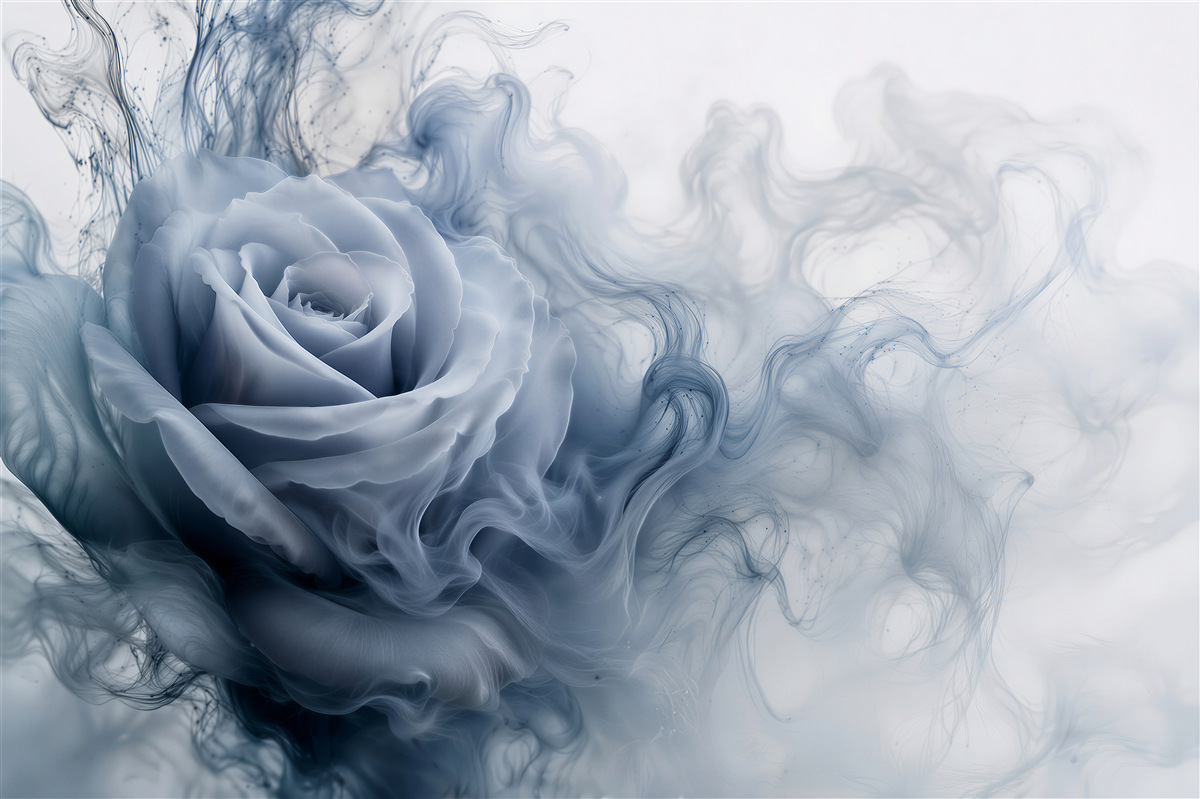 Papier peint Rose bleue dans une aura enfumée