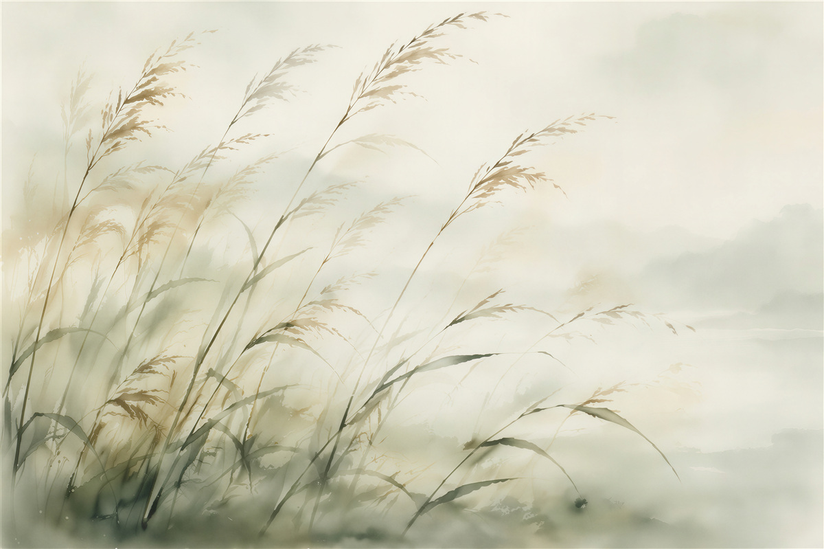 Papier peint Herbes dans le vent en aquarelle