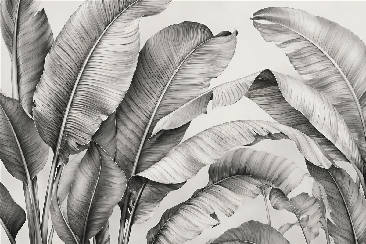 Papier peint Feuilles tropicales monochromatiques harmonie élégante