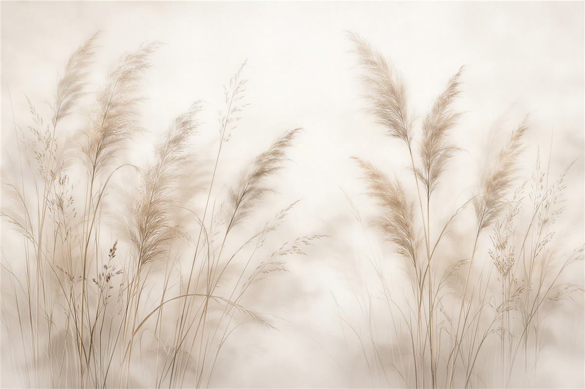 Papier peint Herbes délicates en beige