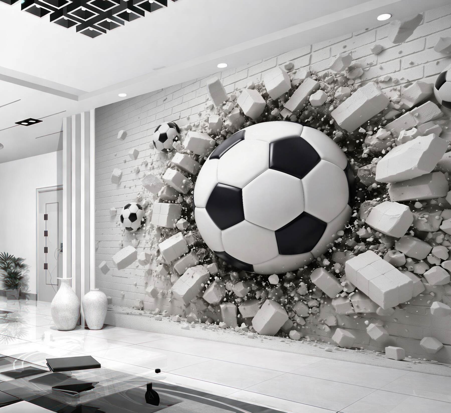 Papier peint balle 3D brisant le mur
