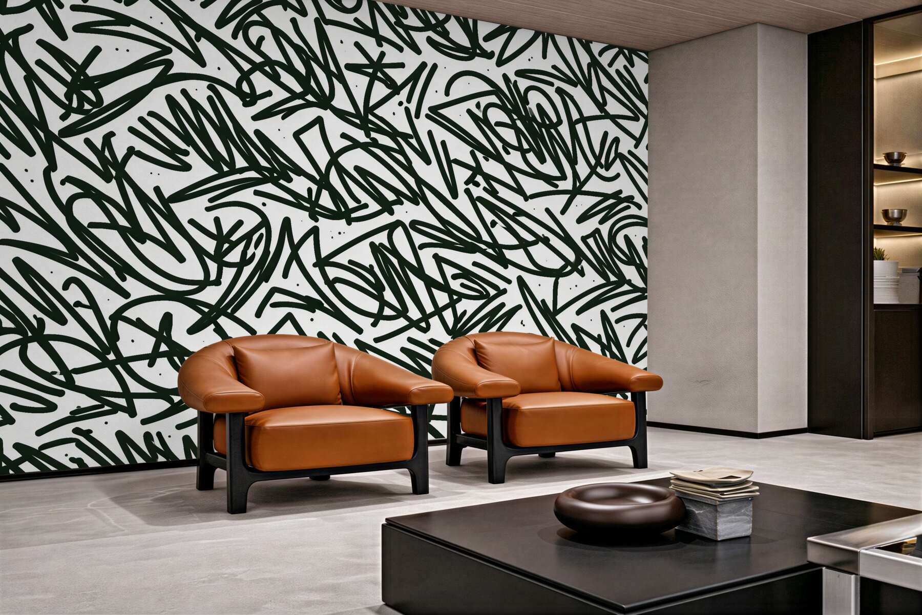 Papier peint graffiti vert abstrait