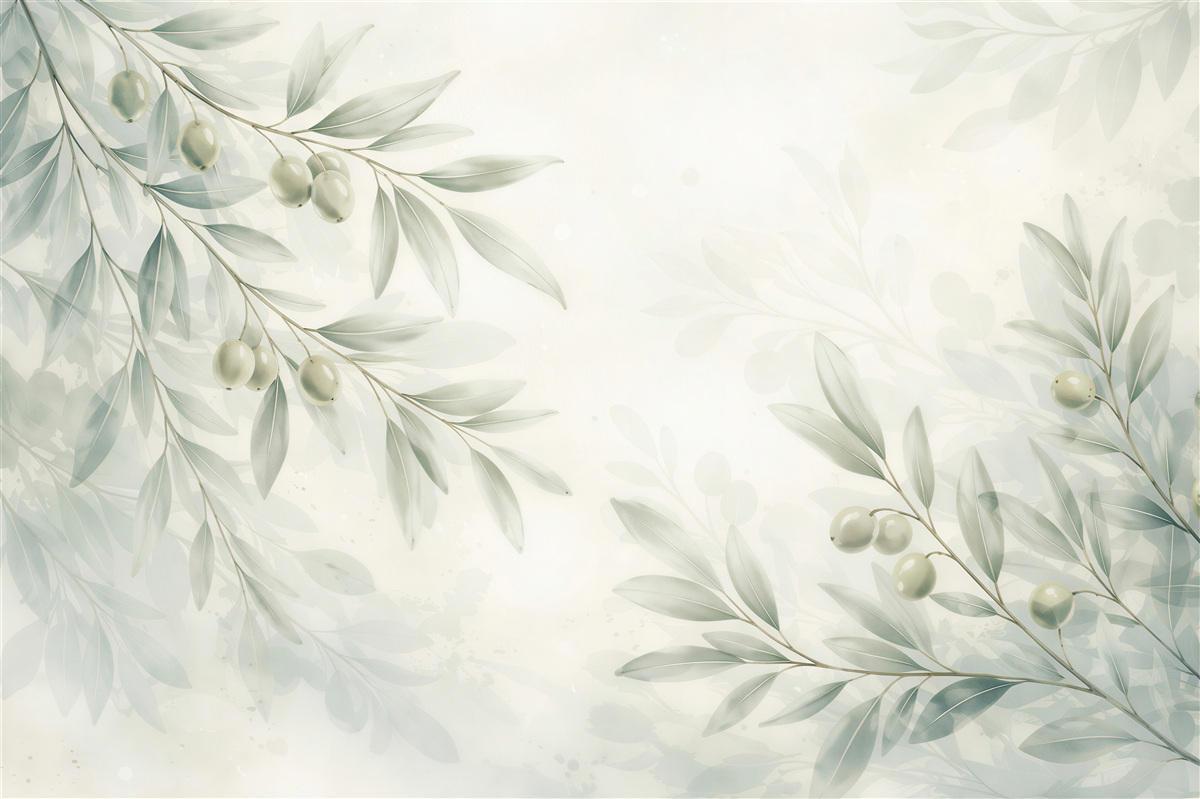 Papier peint branches d'olivier dans une douce brume