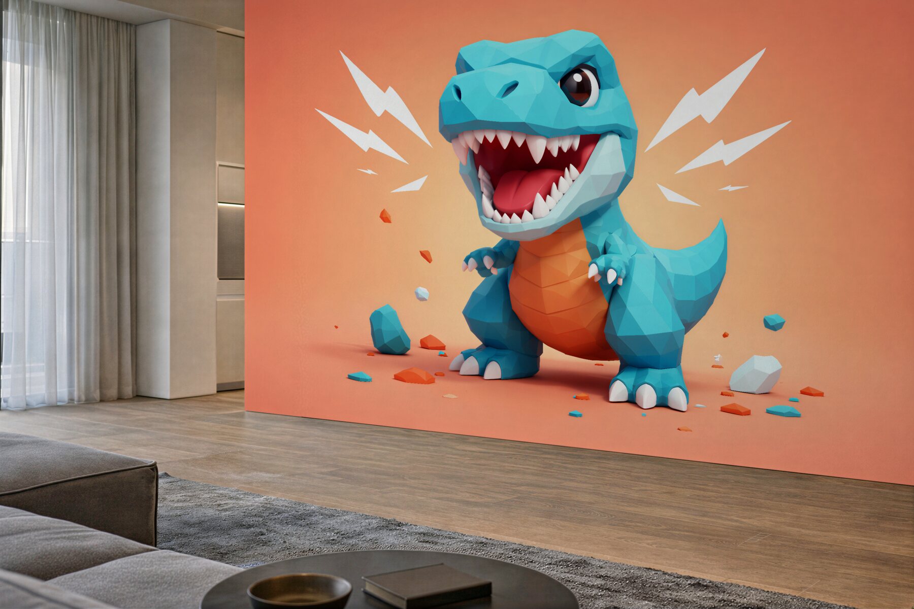 Papier peint dinosaure géométrique pour enfants