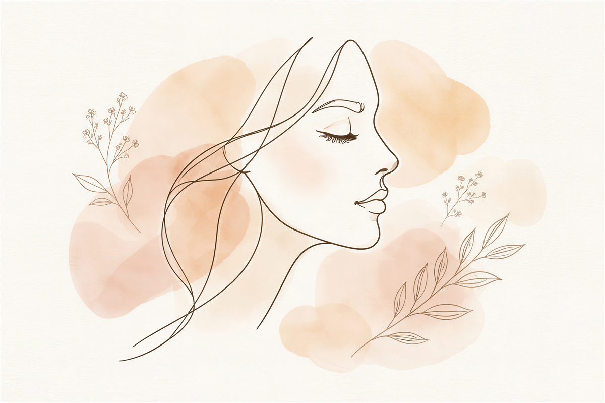 Papier peint portrait subtil d'une femme en aquarelle