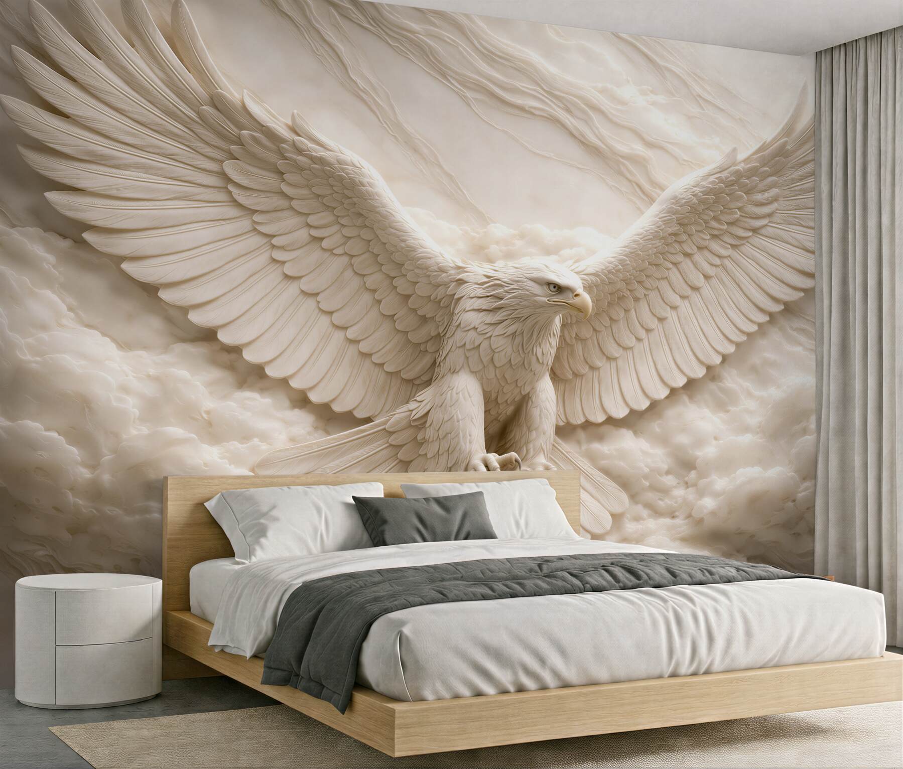 Papier peint aigle dans des nuages en marbre