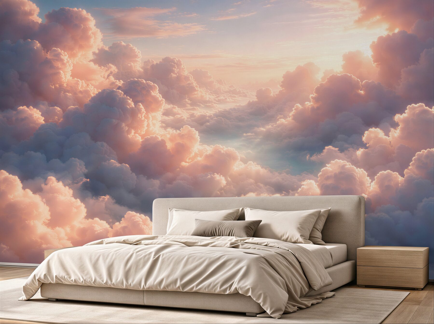 Papier peint nuages roses au lever du soleil