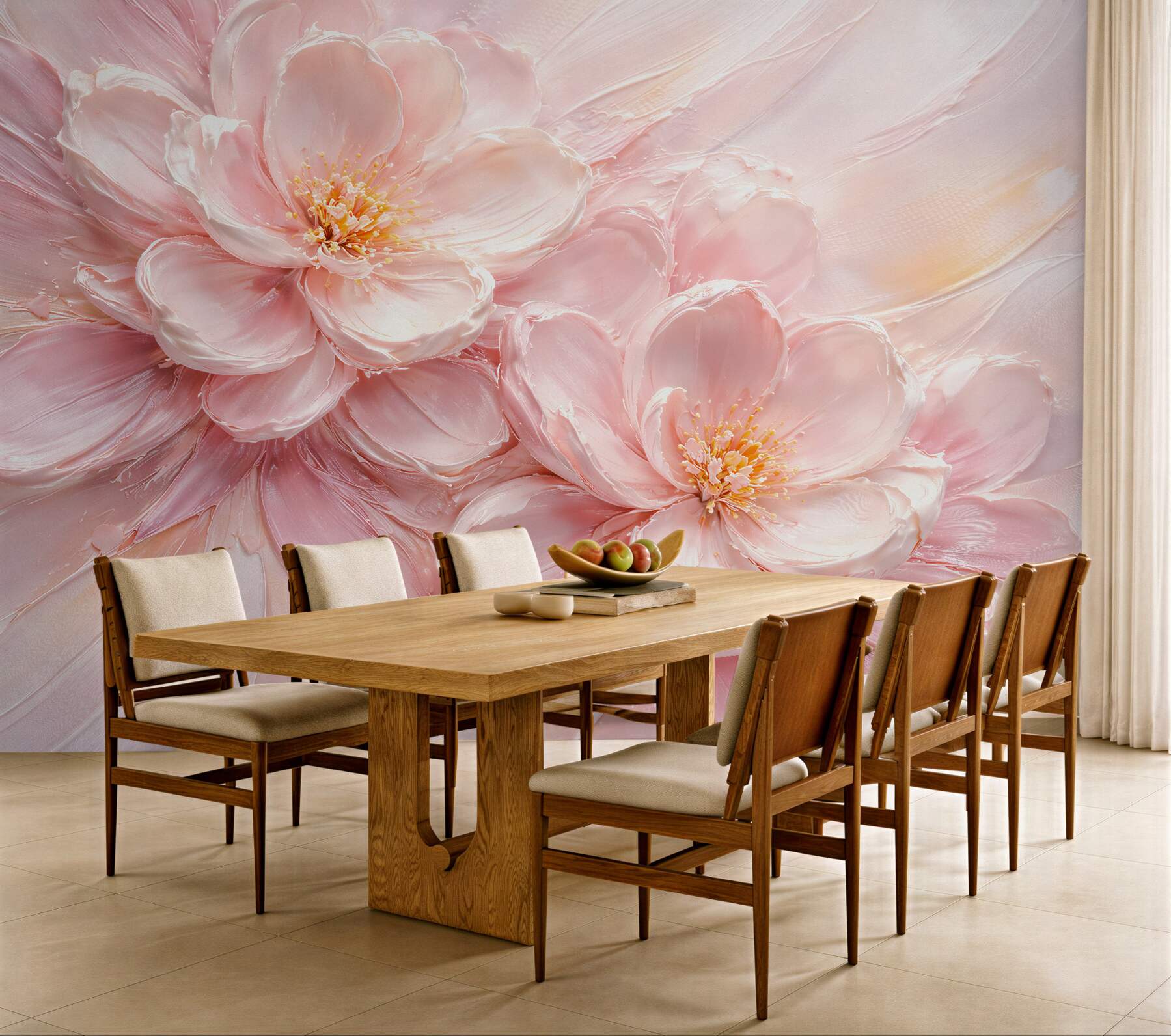 Papier peint fleurs poudrées avec éclat