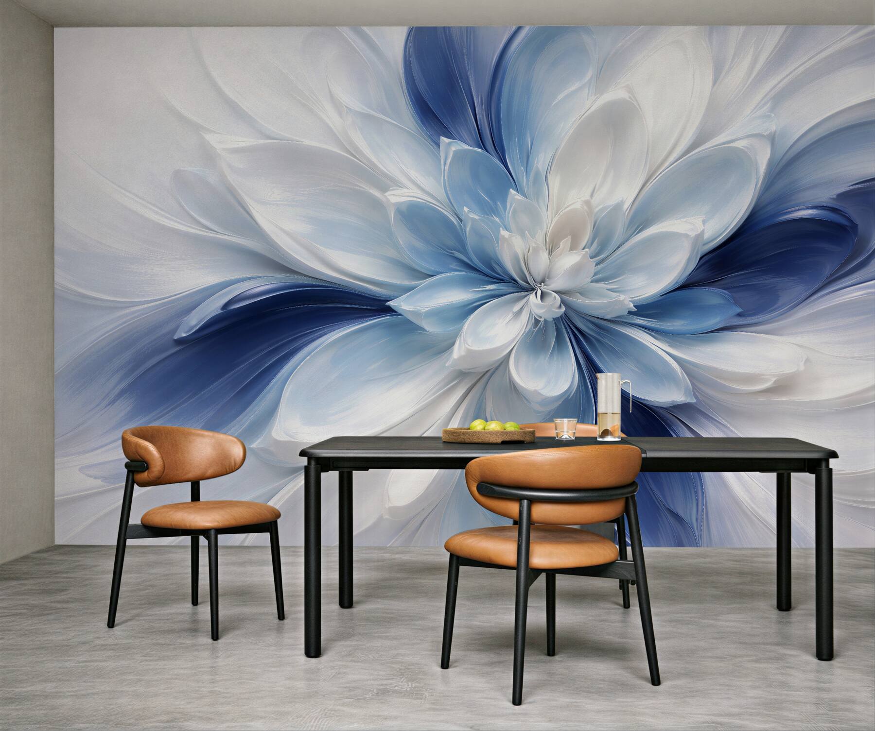 Papier peint fleur bleue d'abstraction