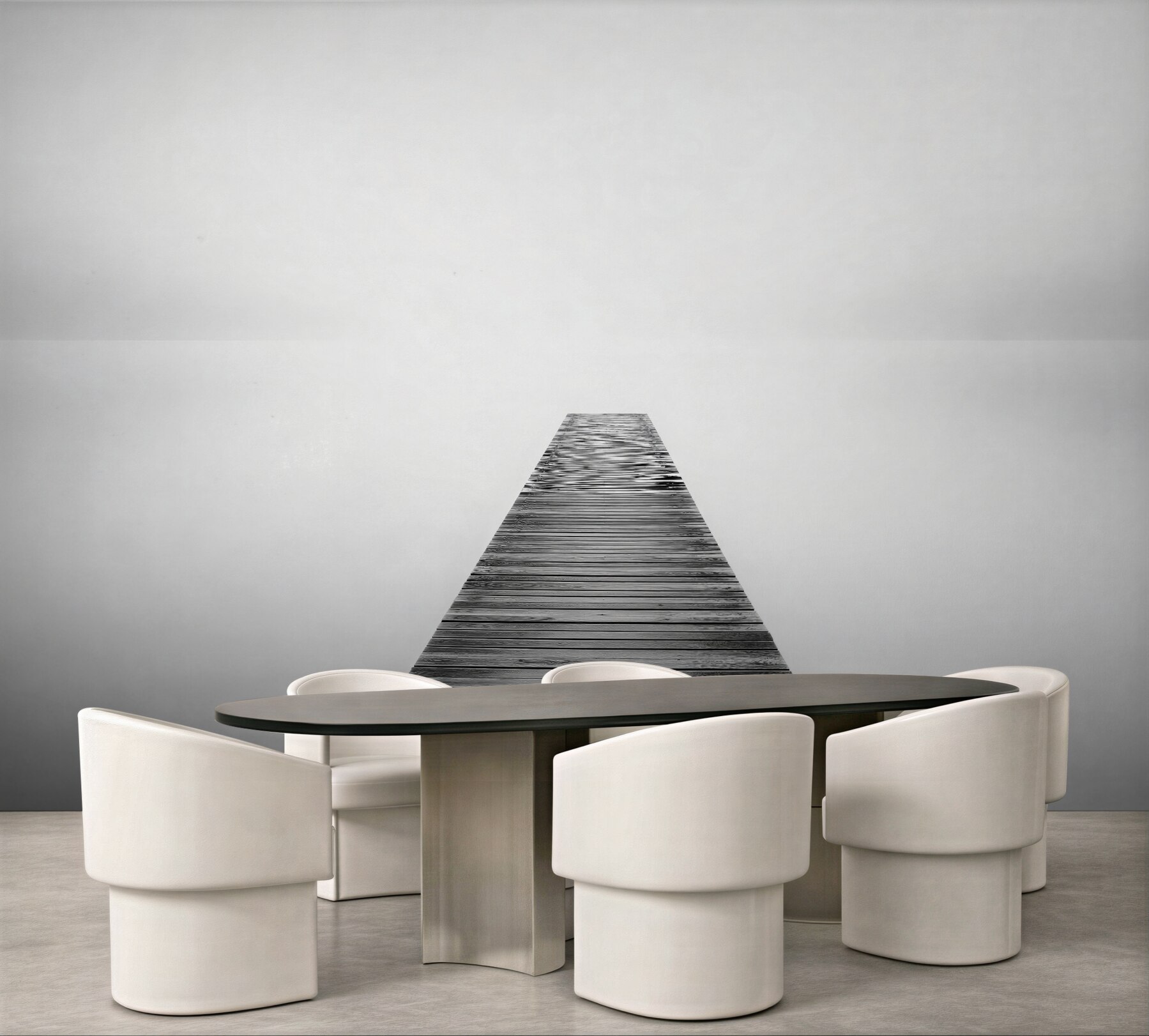 Papier peint pont dans la brume minimaliste