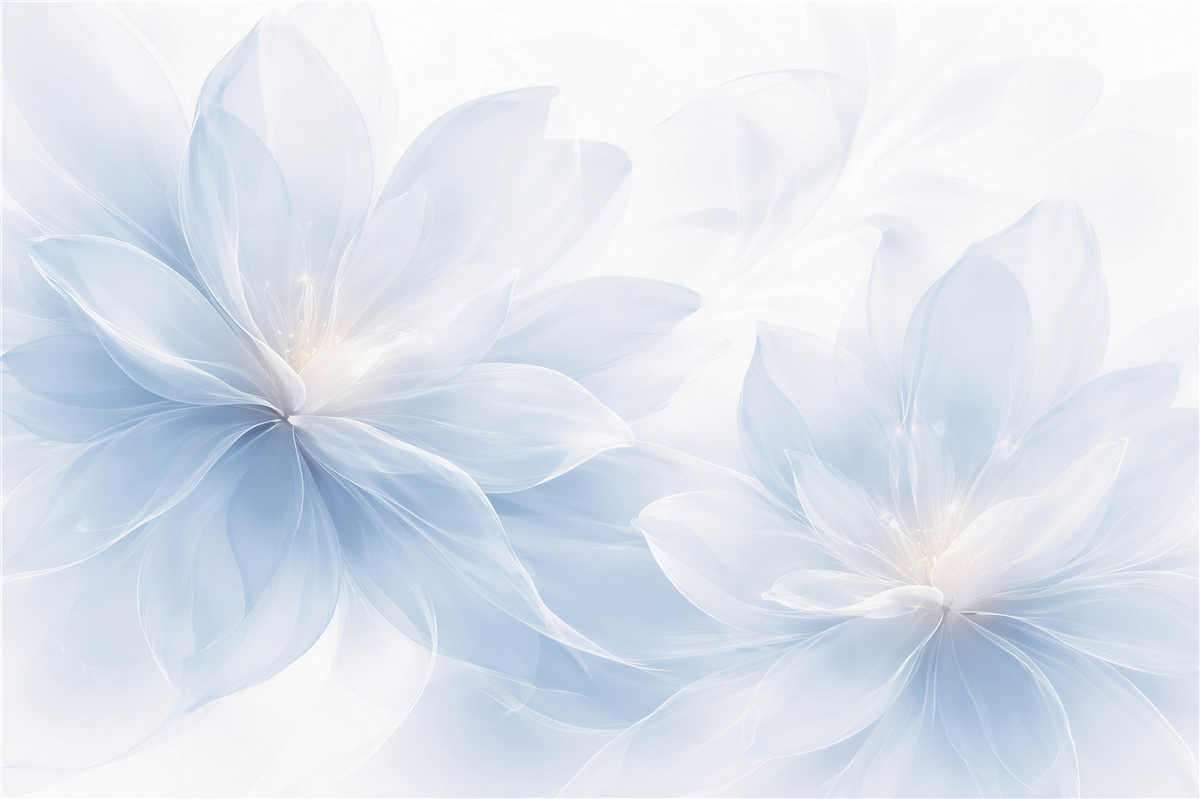Papier peint fleurs éthérées bleues