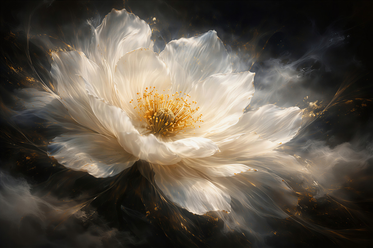 Papier peint fleur dorée sur fond sombre