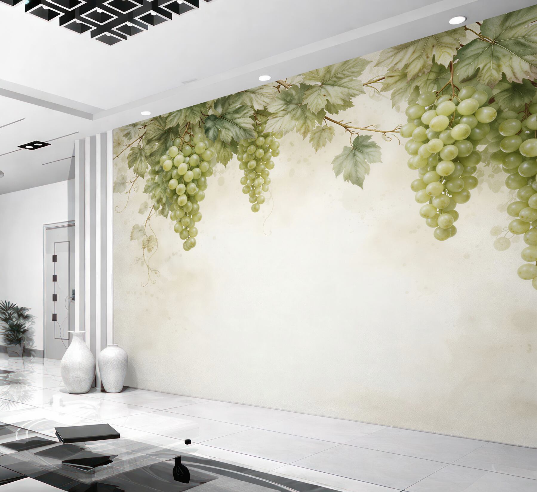 Papier peint raisins dans une composition lumineuse
