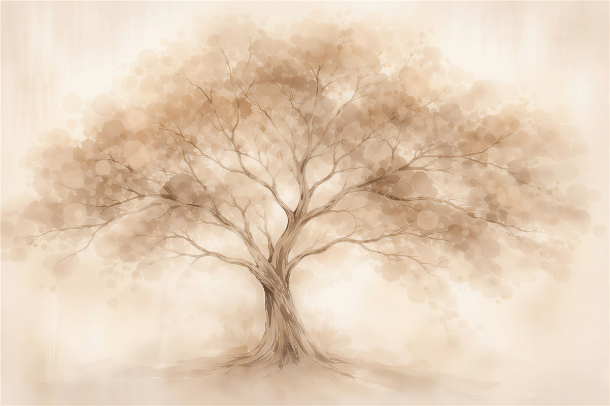 Papier peint arbre de paix beige