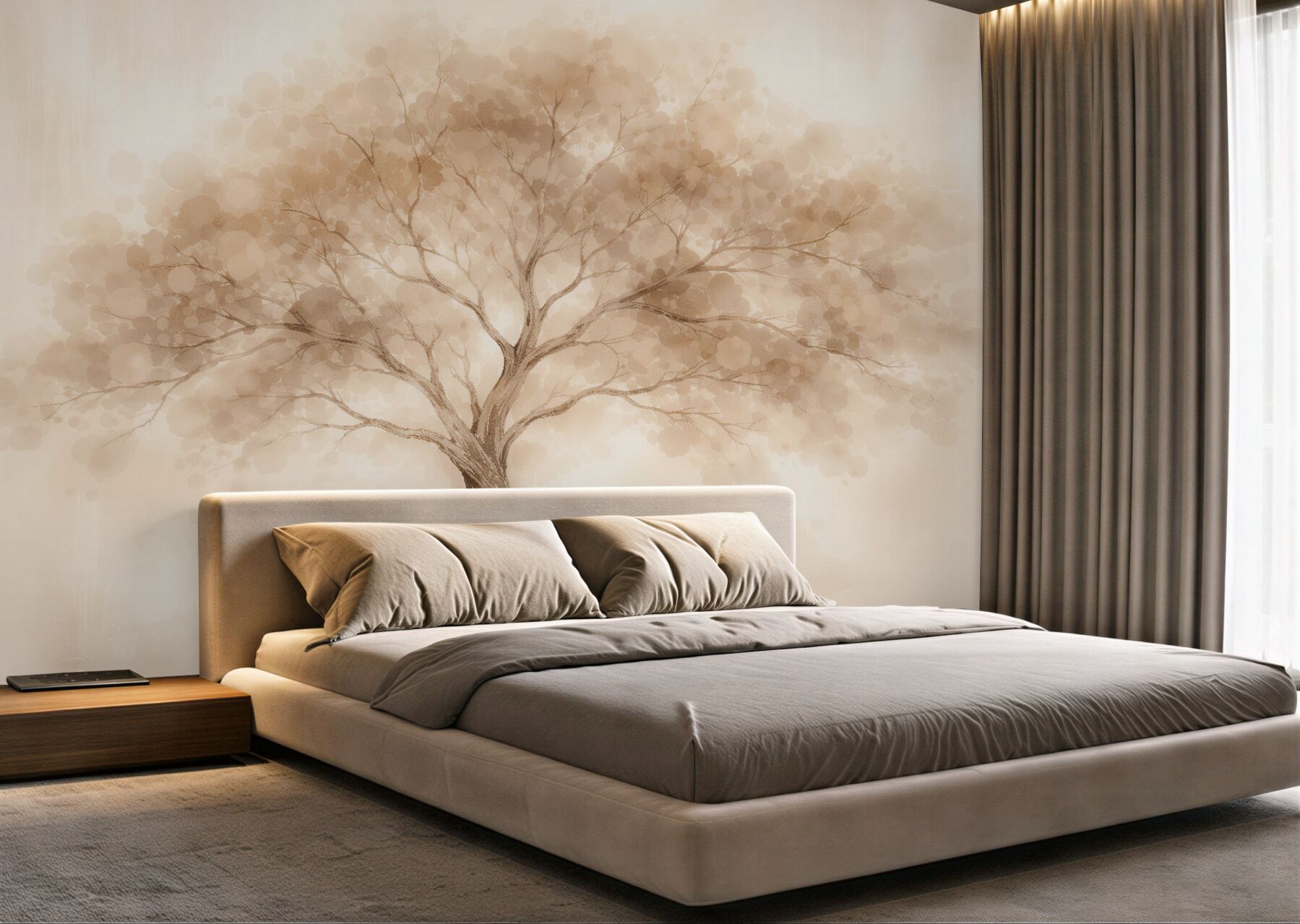 Papier peint arbre de paix beige