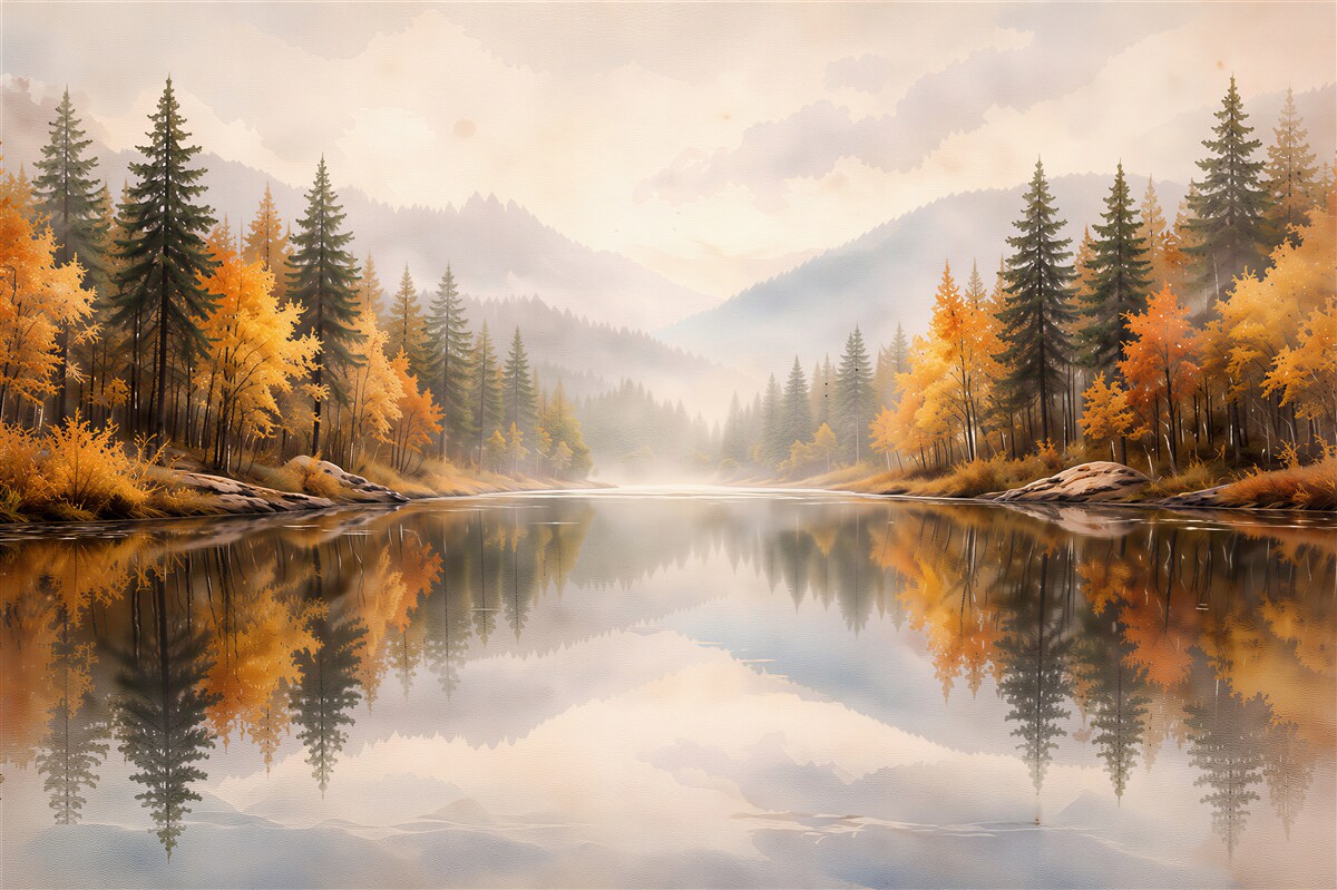 Papier peint lac d'automne dans les montagnes