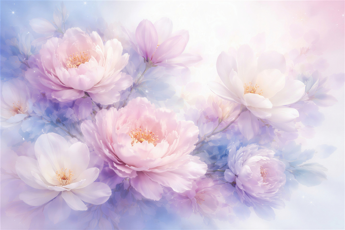 Papier peint pivoines pastel de rêve